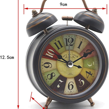 Alarm Clock - Retro Mini Silent Alarm Clock - with Night Light - Retro Arabic Digital Analog Quartz Alarm Clock - Ticking Double Bell Alarm Clock - Desk Clock with Alarm - Silent Clock.