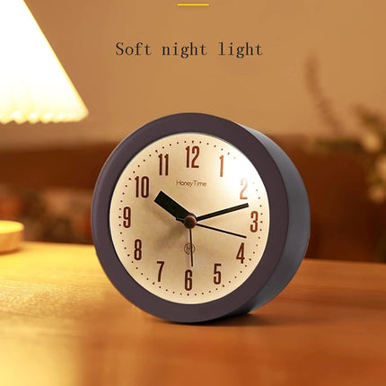 Alarm clock - Children's alarm clock - Round silent analogue alarm clock without ticking - Wake up gently - Increasing volume - Battery operated - Snooze and light function - Easy to set desk alarm clock.