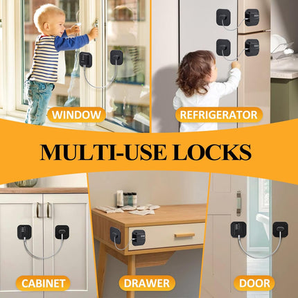 Child Lock Window Locks Refrigerator Locks - Suitable for Baby Safety - High Quality Child-Proof Refrigerator Locks - Strong Self-Adhesive No Drilling Required Window Drawer Cabinet - Pack of 2.