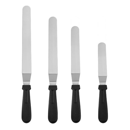 Icing Spatula - Offset Spatula - Stainless Steel Cake Decorating Spatula Set 6/8/10/12 Inch Professional Angle Cake Spatula with Plastic Icing Handle - for Home, Kitchen or Bakery - Set of 4.
