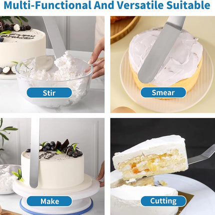 Icing Spatula - Offset Spatula - Stainless Steel Cake Decorating Spatula Set 6/8/10/12 Inch Professional Angle Cake Spatula with Plastic Icing Handle - for Home, Kitchen or Bakery - Set of 4.