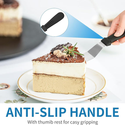Icing Spatula - Offset Spatula - Stainless Steel Cake Decorating Spatula Set 6/8/10/12 Inch Professional Angle Cake Spatula with Plastic Icing Handle - for Home, Kitchen or Bakery - Set of 4.