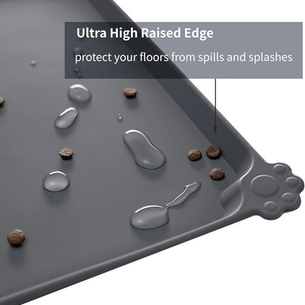 Pet Feeding Mat - Waterproof, Thick & Weighted - Place Mats for Cat & Dog Water Bowls - Dog & Cat Feeding Mats for Messy Water Bowls - Prevents Spills & Protects Floors.