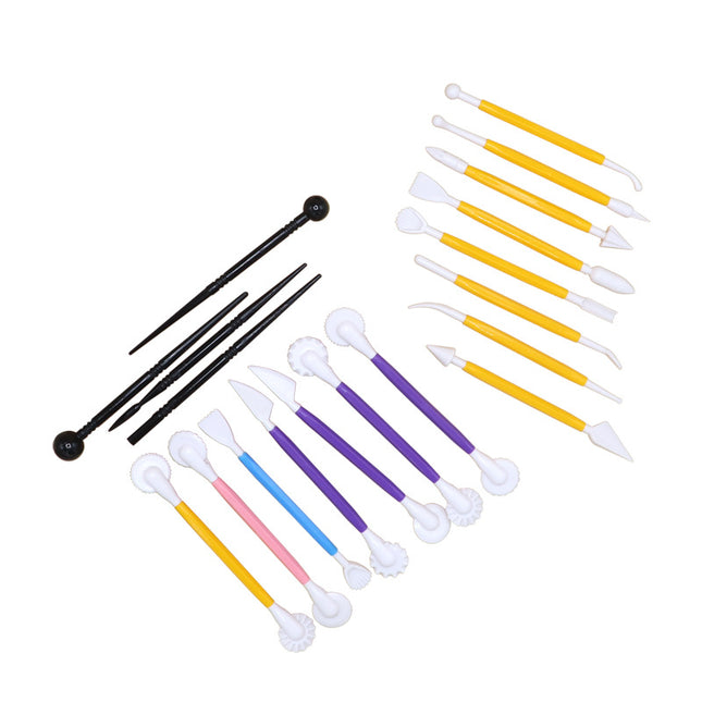 Fondant Tools - Cake Decorating Tools - Icing Clay Tools - Cake Modeling Cutting Tools - Sugarcraft Sculpture Model DIY Tools - Baking Accessories - 19 Pieces.