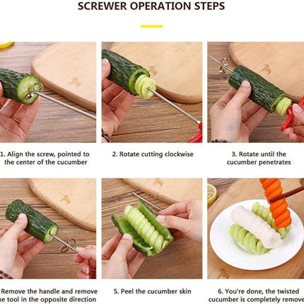 Vegetable cutter - Cutting tools - Potato, carrot, cucumber salad cutter - Manual spiral cutter - Baking - 20 pieces.