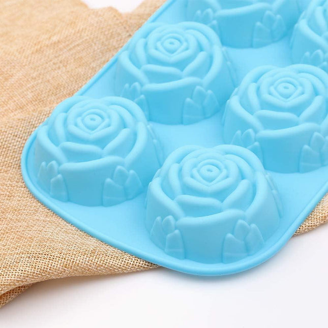 Cavity Flower Shaped Silicone Molds - Non-Stick Silicone, Jumbo Roses, Suitable for Candy, Chocolate, Jelly, Ice Cubes and Roses - Set of 3.
