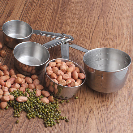 Stainless Steel Measuring Cups - 60, 80, 120, 235 ml - Silver - Set of 4.