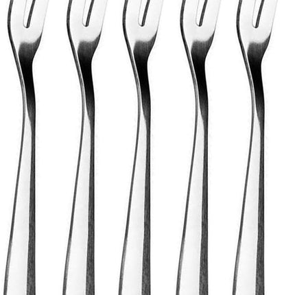 Forks - Reusable Mini Forks with 2 Prongs - for Appetizers, Desserts, Fruit, Cocktails, Parties, Travel - Set of 5 - Stainless Steel - Silver.