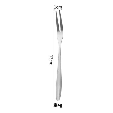 Forks - Reusable Mini Forks with 2 Prongs - for Appetizers, Desserts, Fruit, Cocktails, Parties, Travel - Set of 5 - Stainless Steel - Silver.