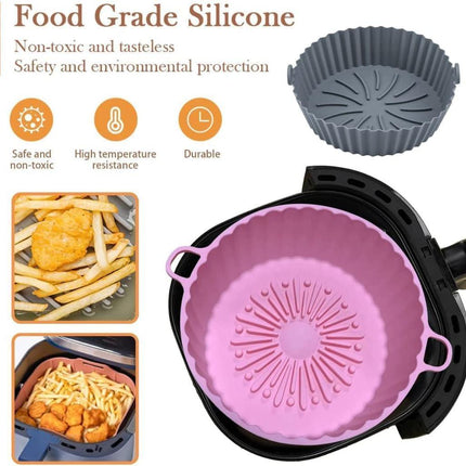 Silicone Air Fryer Liners - Non-Stick, Greaseproof, Waterproof - Food Grade Silicone Baking Pans - Microwave Safe - 7.8 Inch - Pack of 2.
