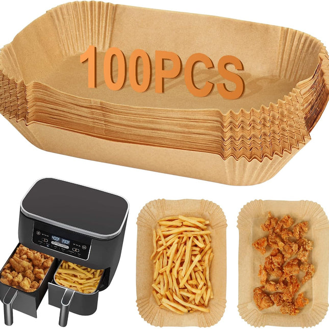 Silicone Baking Paper - Suitable for Airfryer Liners - Compatible with Dual-Zone Fryers - 100 Pieces.