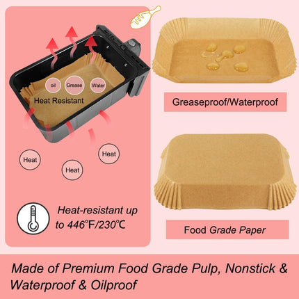 Silicone Baking Paper - Suitable for Airfryer Liners - Compatible with Dual-Zone Fryers - 100 Pieces.