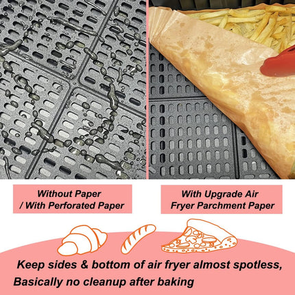 Silicone Baking Paper - Suitable for Airfryer Liners - Compatible with Dual-Zone Fryers - 100 Pieces.