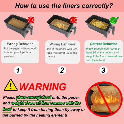 Silicone Baking Paper - Suitable for Airfryer Liners - Compatible with Dual-Zone Fryers - 100 Pieces.
