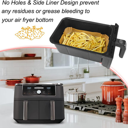 Silicone Baking Paper - Suitable for Airfryer Liners - Compatible with Dual-Zone Fryers - 100 Pieces.