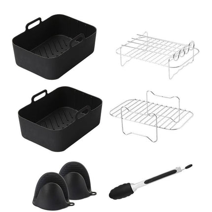 Airfryer Accessory Set - Silicone Liner, Grill, Steam Basket, Baking Tray and Pan - Set of 7.