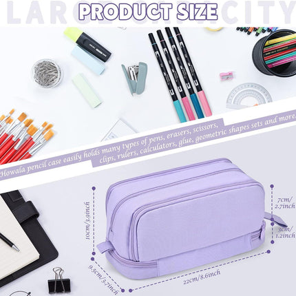 Pencil Case - Large Capacity Pencil Case - Suitable for Girls and Boys - With 4 Compartments - Multifunctional Pencil Case, Stationery Storage Bag, Office Cosmetic Bag - Portable Pencil Case - Suitable for Teens, Adults, Women and Men - Purple.