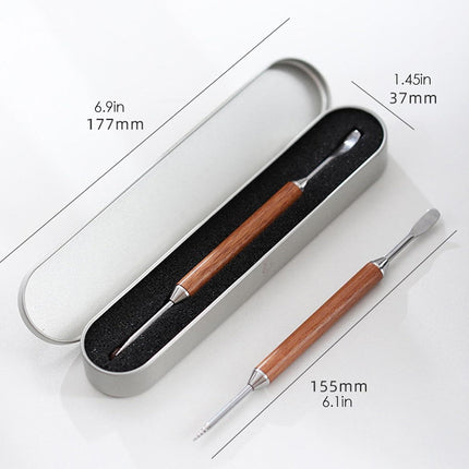 Coffee Latte Art Needle - 304 Stainless Steel Coffee Art Pen - Cappuccino Engraving Pen Double Head - Stainless Steel Espresso Tool - For Latte Decoration - With Wooden Handle.