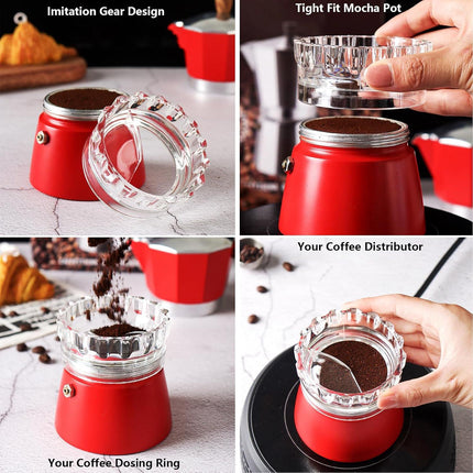 Moka Pot Dosing Ring and Coffee Dispenser - 2-in-1 Dosing Ring - Fast Dosing and Compaction (Large Size 8.4*8.4*3.9cm).
