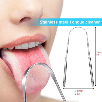 Tongue scraper - Stainless steel tongue cleaner - Freshens breath - Restores taste - Pack of 2.