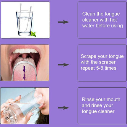 Tongue scraper - Stainless steel tongue cleaner - Freshens breath - Restores taste - Pack of 2.