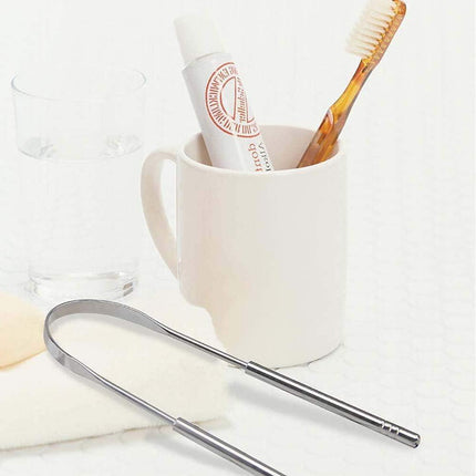 Tongue scraper - Stainless steel tongue cleaner - Freshens breath - Restores taste - Pack of 2.