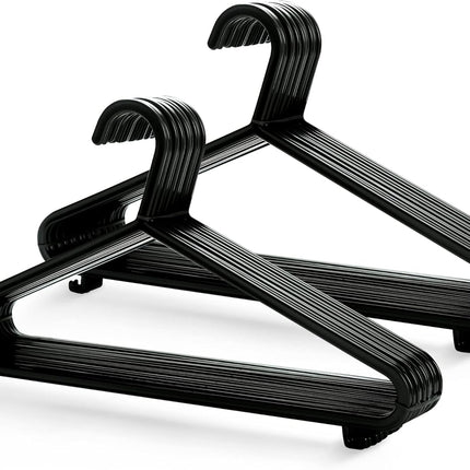 Clothes hangers for clothes racks and wardrobes - 36 cm hangers with trouser rod and clips - 25 pieces - Black.