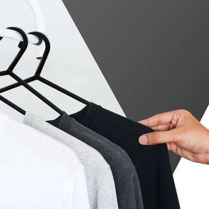 Clothes hangers for clothes racks and wardrobes - 36 cm hangers with trouser rod and clips - 25 pieces - Black.