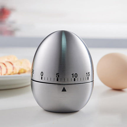 Egg Timer - Kitchen Timer - Analogue Kitchen Timer - Mechanical Kitchen Timer - Timer - Egg - Stainless Steel.