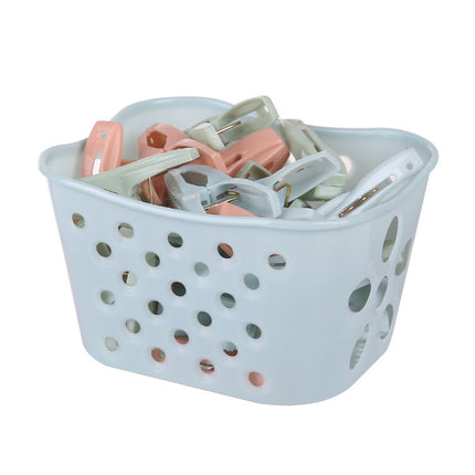 Clothes pegs - Windproof plastic clothes pegs for outdoor use with storage basket - Suitable for sheets, underwear and socks - 30 pieces.