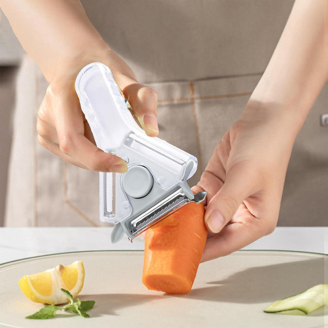 Grater - Cheese Grater - Portable Switchable Peeler - Small Switchable Stainless Steel Food Grater - with Spoon Hole - Blue.