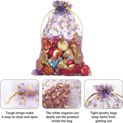 Gift bags - Purple drawstring organza - Wedding jewelry bags - 13x18cm - 100 pieces.