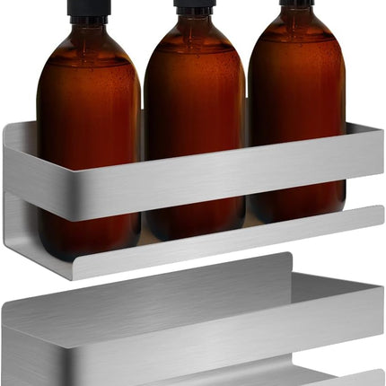 Shower Shelf - No Drilling Required - Strong 3M Self-Adhesive Wall Shelf No Drilling Required - Stainless Steel - Neat Storage Basket for Shampoo and Gel - Shower Organizer - 1 Pack Silver.