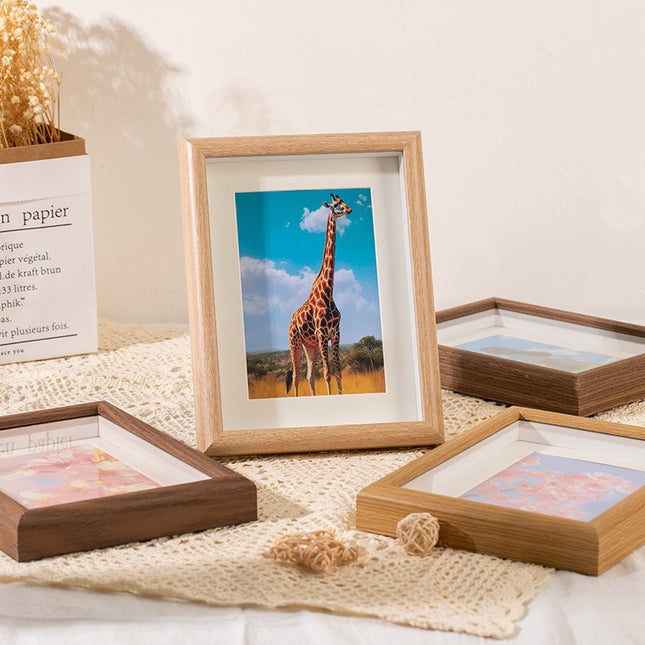 Photo frame - Wooden display stand 6 inch - Wall mounted - Solid wood photo frame - Scandinavian style - Creative wall photo frame - White wood color - 1 piece.