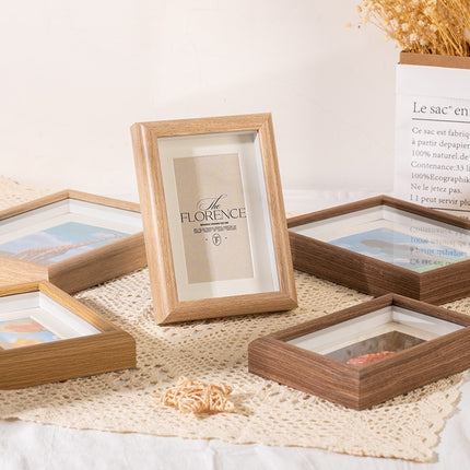 Photo frame - Wooden display stand 6 inch - Wall mounted - Solid wood photo frame - Scandinavian style - Creative wall photo frame - White wood color - 1 piece.