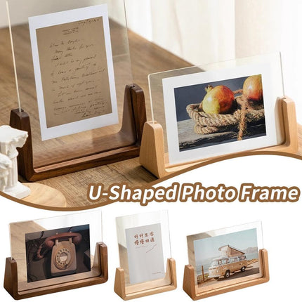 Photo Frame - Solid Wood Photo Frame - Acrylic - Table Decoration - Creative Gift Ornaments - U-Shaped Photo Frame - 178*127mm.