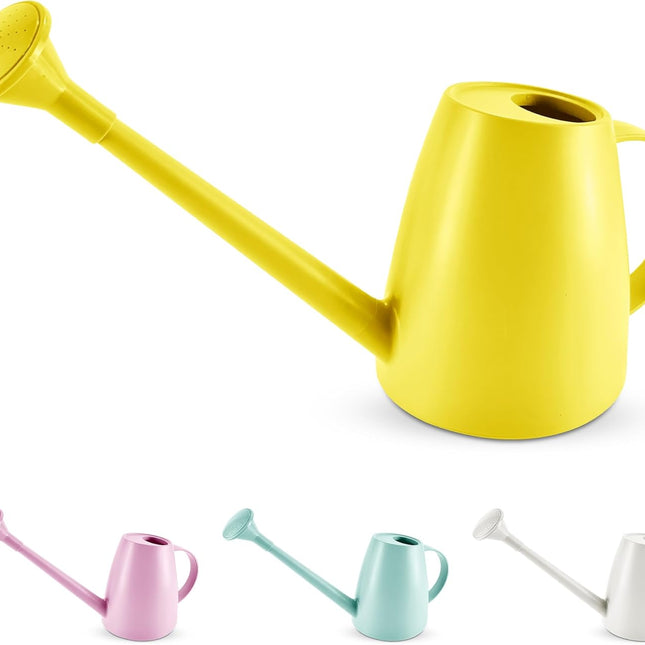 Plastic watering can - Plastic sprayer - Durable garden watering can - For plants and flowers - Easy-to-pour watering can for outdoor and indoor use - 1.8L Yellow.