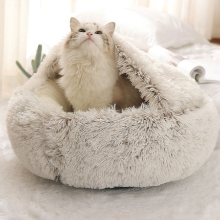 Cat bed - pet tent - kitten bed, dog pet, plush slippers, soft puppy sleeping bag, warm and comfortable, cat bed - gray - 40*40cm.