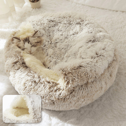 Cat bed - pet tent - kitten bed, dog pet, plush slippers, soft puppy sleeping bag, warm and comfortable, cat bed - gray - 40*40cm.