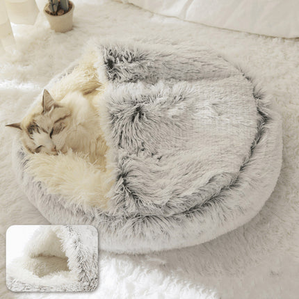 Cat bed - pet tent - kitten bed, dog pet, plush slippers, soft puppy sleeping bag, warm and comfortable, cat bed - gray - 40*40cm.