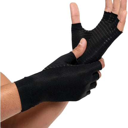 Rheumatism Gloves - Compression Gloves - Unisex - Osteoarthritis - Rheumatism - Arthritis - RSI - Carpal Tunnel Syndrome - S - Copper Half Finger.