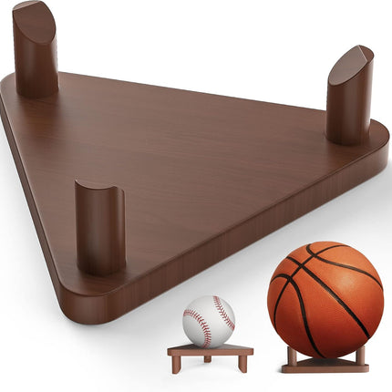 Ball Stand - Wooden Ball Display Stand - For Football, Basketball, Rugby, Volleyball, Sports Ball Storage Rack - Solid Wood Trophy Signature Souvenir Display Box.