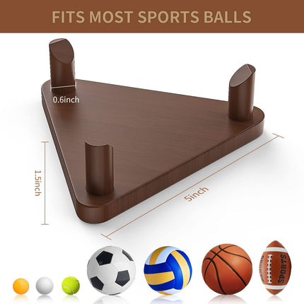Ball Stand - Wooden Ball Display Stand - For Football, Basketball, Rugby, Volleyball, Sports Ball Storage Rack - Solid Wood Trophy Signature Souvenir Display Box.