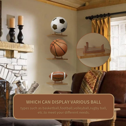 Ball Stand - Wooden Ball Display Stand - For Football, Basketball, Rugby, Volleyball, Sports Ball Storage Rack - Solid Wood Trophy Signature Souvenir Display Box.