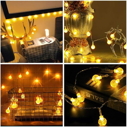 LED string lights with balls - battery operated - suitable for family gatherings, patios, gardens and weddings (6 m, 40 LEDs, warm color).