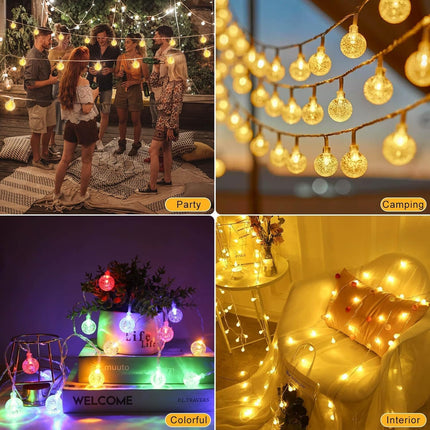 LED string lights with balls - battery operated - suitable for family gatherings, patios, gardens and weddings (6 m, 40 LEDs, warm color).