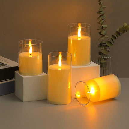 LED electronic candles, plastic candles, candle holders, flameless fireplaces, suitable for all kinds of festivals, 3 different sizes (5.5*10cm, 5.5*12.5cm, 5.5*15cm).