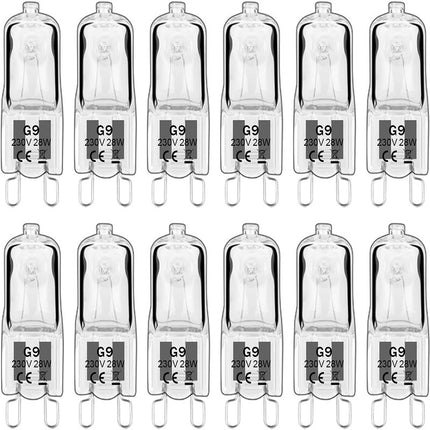 Halogen lamp - G9 Clear halogen lamp - Warm yellow light - 230V 28W - Suitable for pendant lamps - 10 pieces.