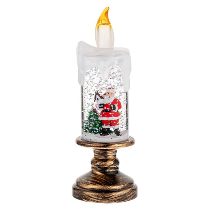 LED Candles - LED Christmas Flameless Candle Lamp - Suitable for Home Decoration - Christmas Snowball Candle - Rotating Candle Desk Night Light - Christmas Window Candle Holder - Battery Operated - Santa Claus.