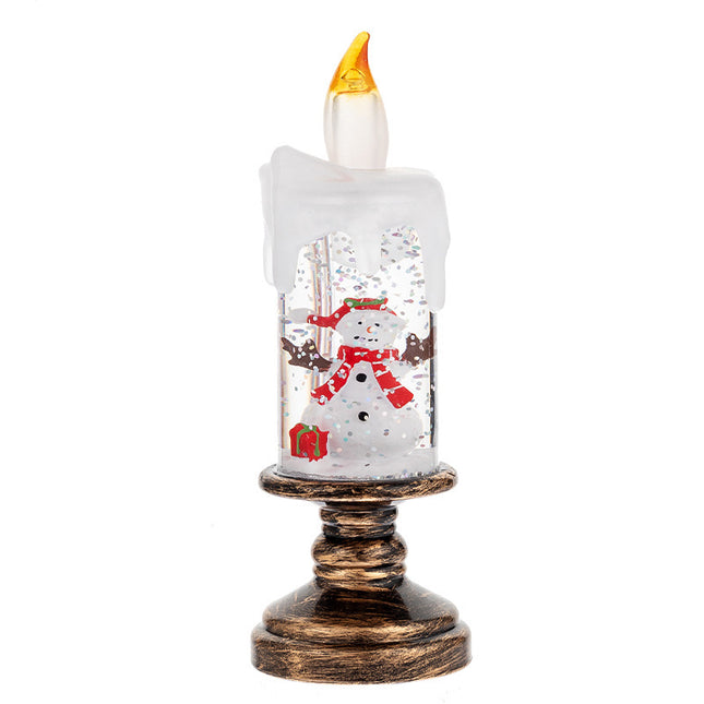 LED Candles - LED Christmas Flameless Candle Lamp - Suitable for Home Decoration - Christmas Snowball Candle - Rotating Candle Desk Night Light - Christmas Window Candle Holder - Battery Operated - Snowman.